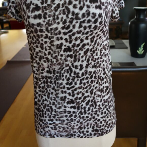 NWT! $165 Majestic Filatures X Saks extrafine tee shirt top brown leopard print - Picture 2 of 13